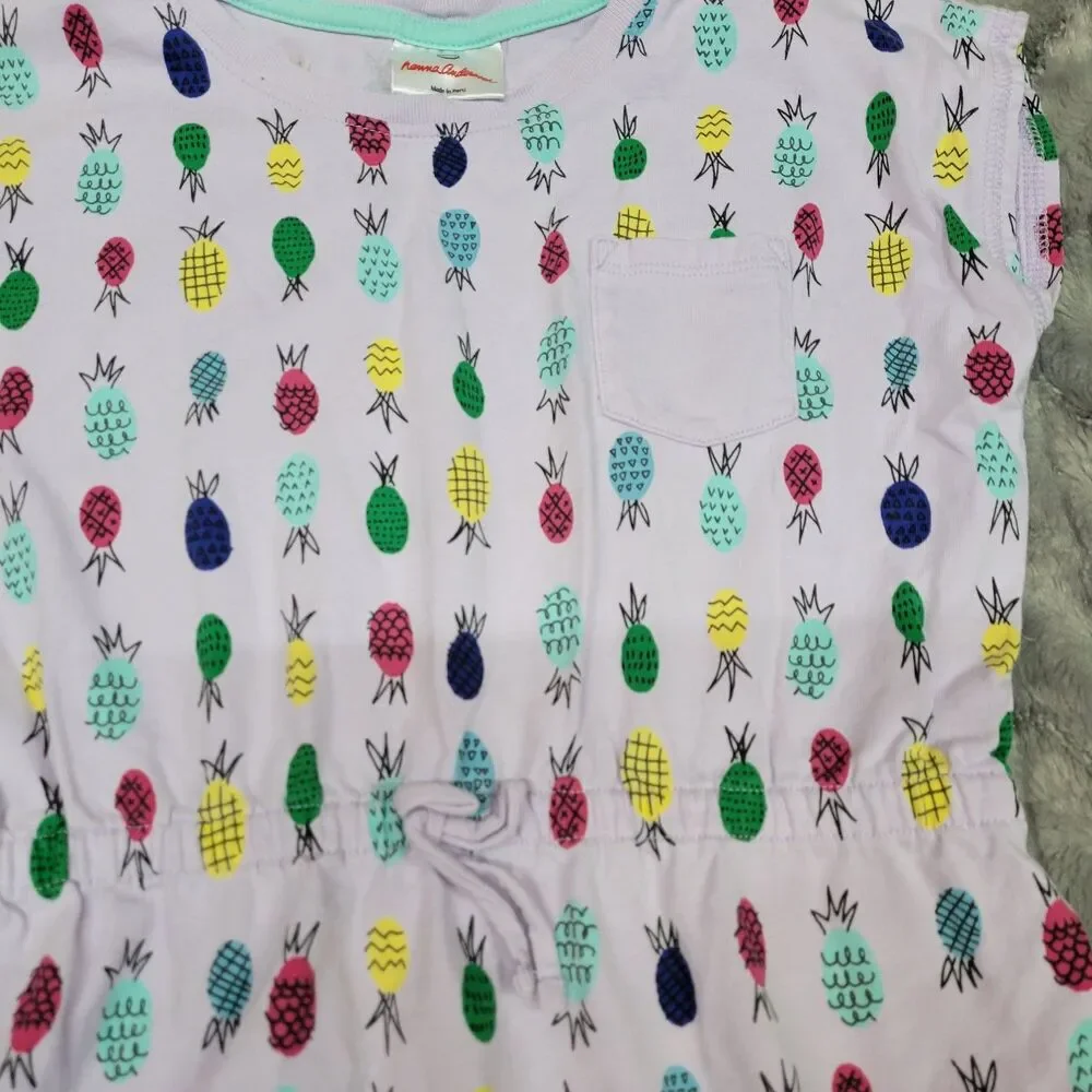 Hanna Andersson Girls Size 150 US 12 Purple Pineapple Casual Spring Summer Dress